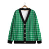 Saint Patrick's Day Green Tartan Print Cardigan-grizzshop