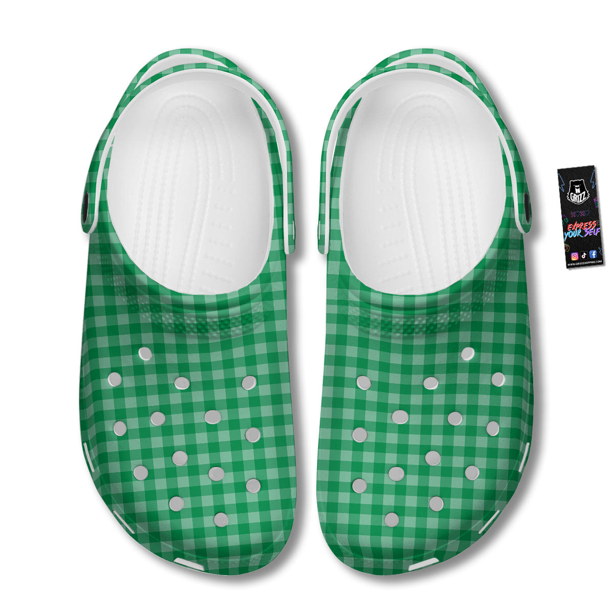 Saint Patrick's Day Green Tartan Print Clog-grizzshop