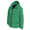 Saint Patrick's Day Green Tartan Print Down Jacket-grizzshop