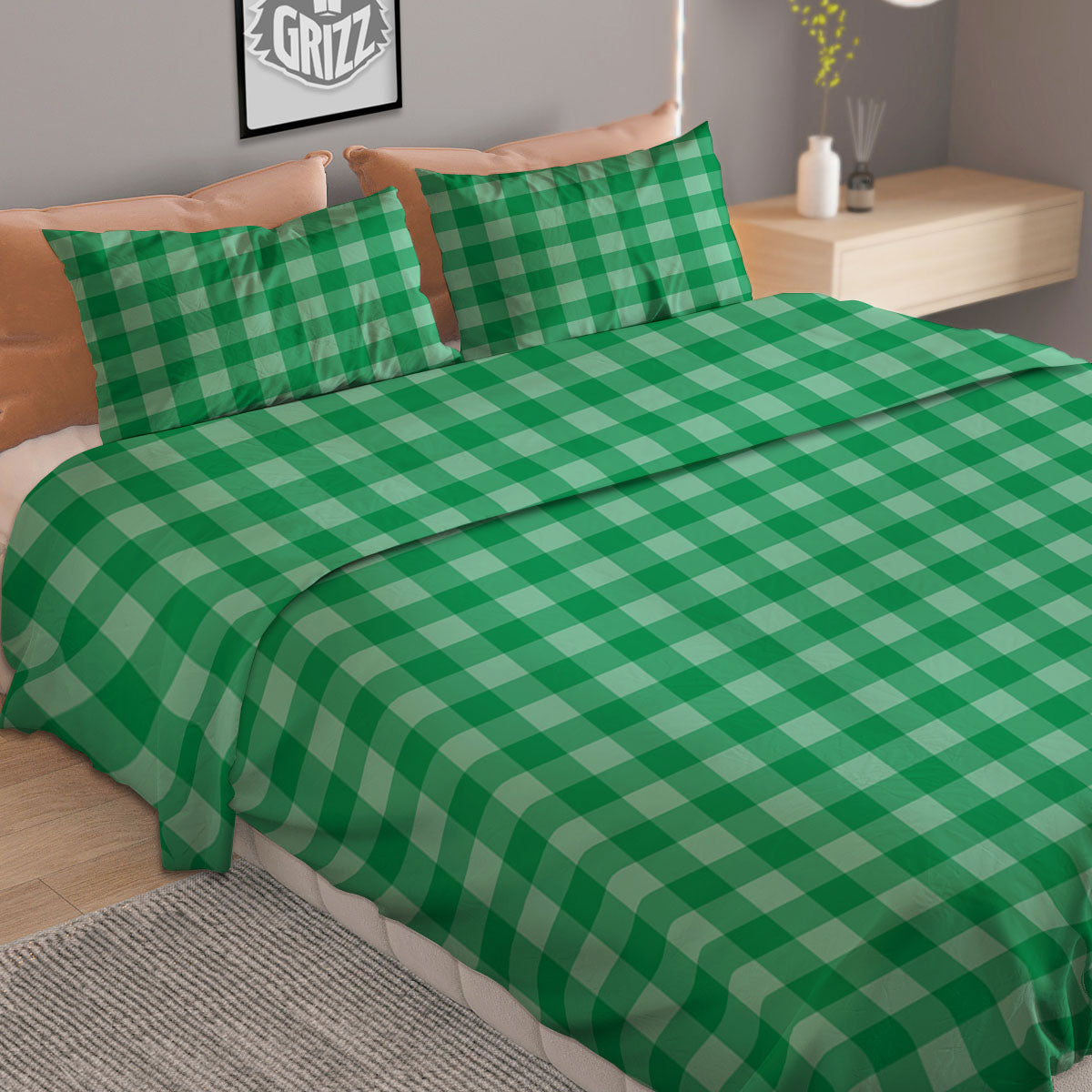 Saint Patrick's Day Green Tartan Print Duvet Cover Bedding Set