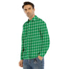 Saint Patrick's Day Green Tartan Print Men's Dress Shirts-grizzshop