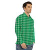 Saint Patrick's Day Green Tartan Print Men's Dress Shirts-grizzshop