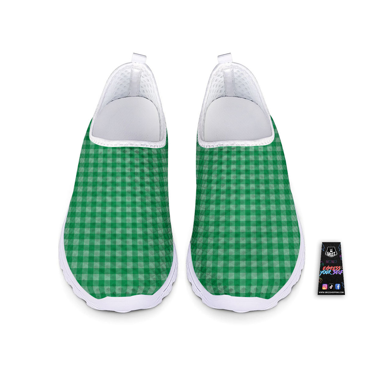 Saint Patrick's Day Green Tartan Print Nurse Shoes-grizzshop