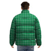 Saint Patrick's Day Green Tartan Print Puffer Jacket-grizzshop