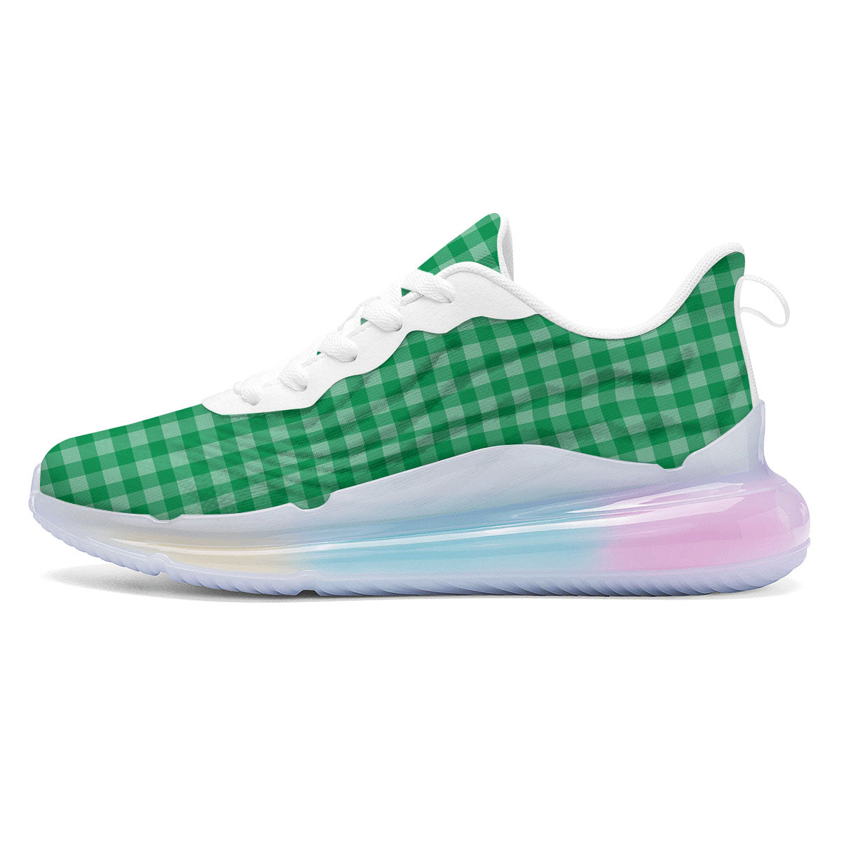 Saint Patrick's Day Green Tartan Print Running Sneakers-grizzshop