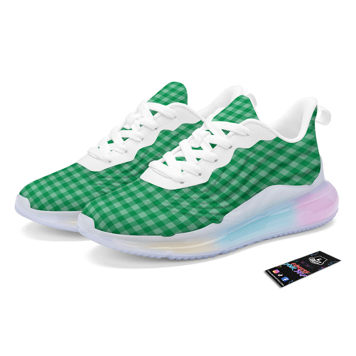 Saint Patrick's Day Green Tartan Print Running Sneakers-grizzshop