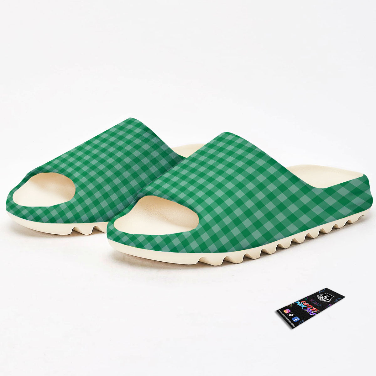 Saint Patrick's Day Green Tartan Print Sandals-grizzshop