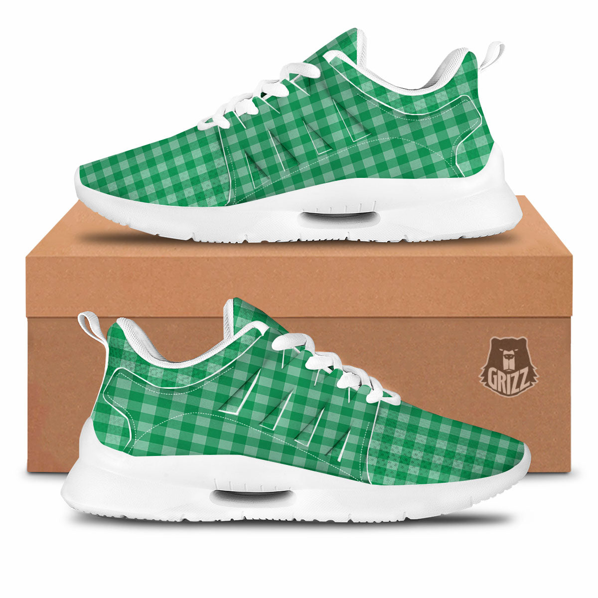 Saint Patrick's Day Green Tartan Print Tennis Shoes-grizzshop