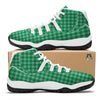 Saint Patrick's Day Green Tartan Print White Bball Shoes-grizzshop