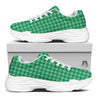 Saint Patrick's Day Green Tartan Print White Chunky Shoes-grizzshop