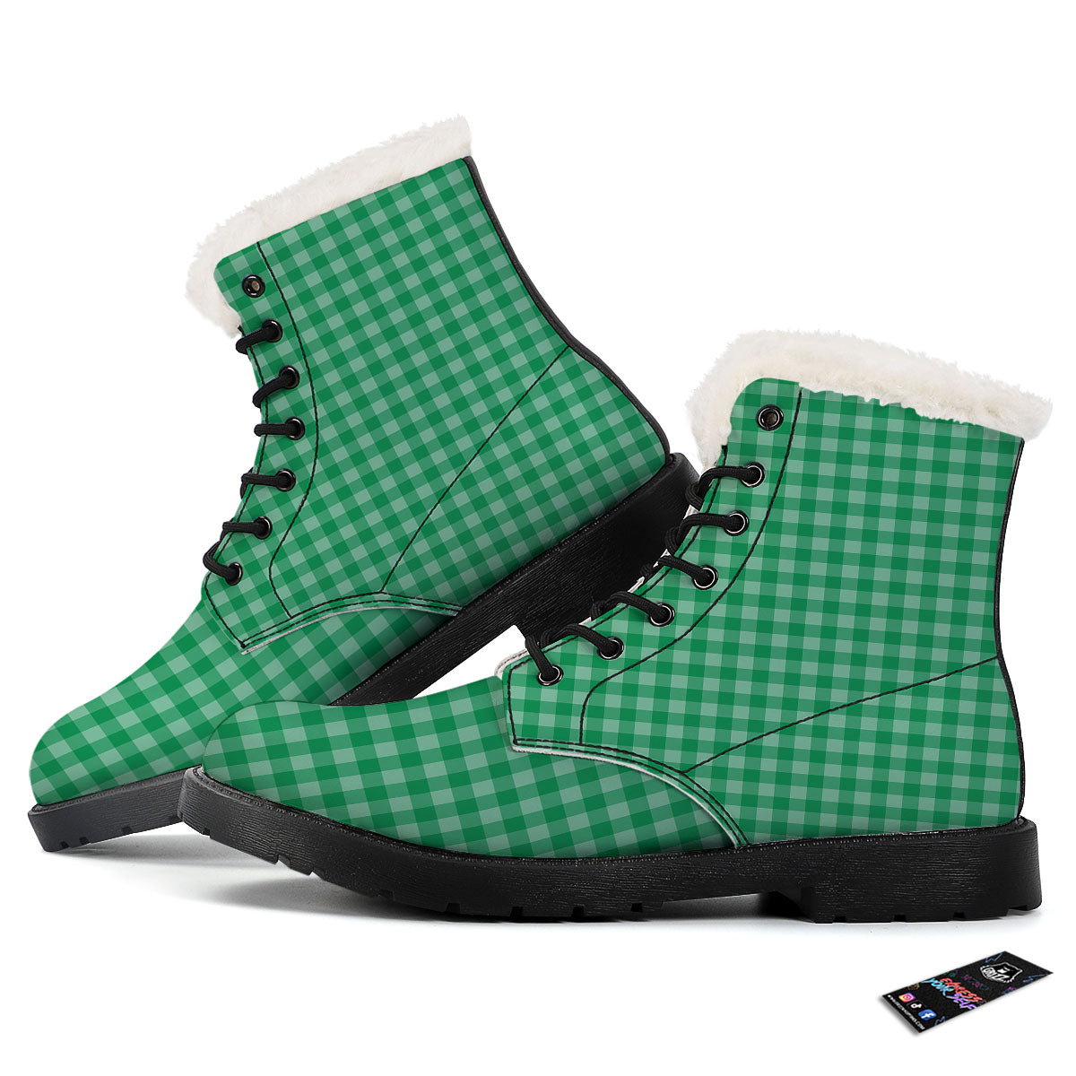 Saint Patrick's Day Green Tartan Print Winter Boots-grizzshop