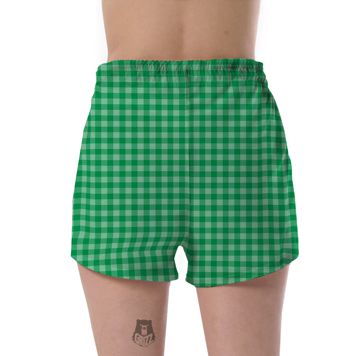 Saint Patrick's Day Green Tartan Print Women's Shorts-grizzshop