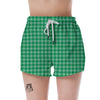 Saint Patrick's Day Green Tartan Print Women's Shorts-grizzshop