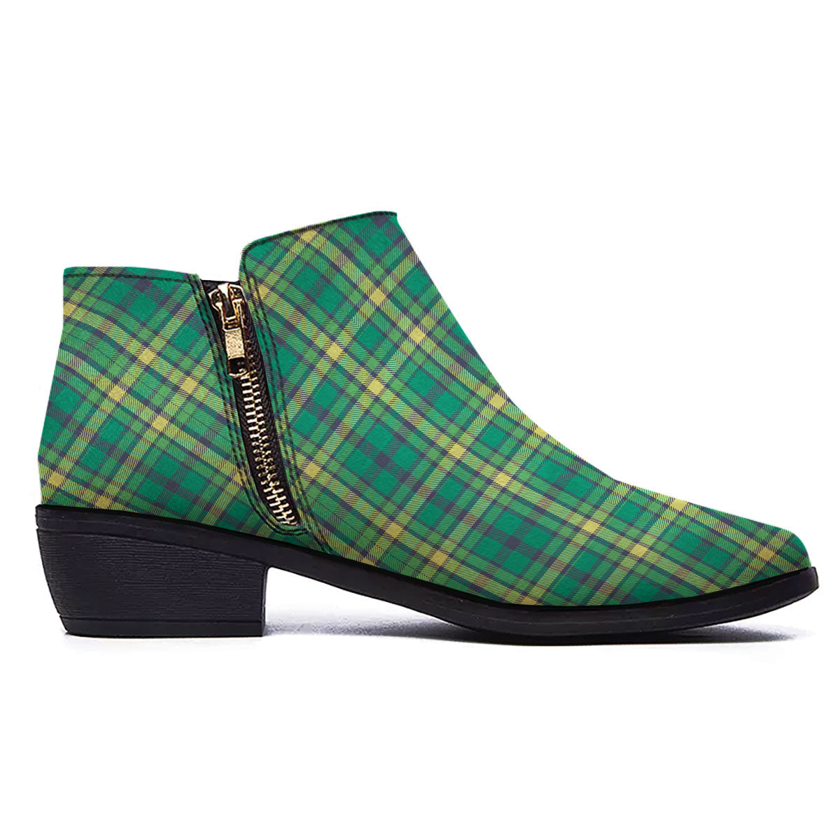 Saint Patrick's Day Irish Check Print Ankle Boots-grizzshop