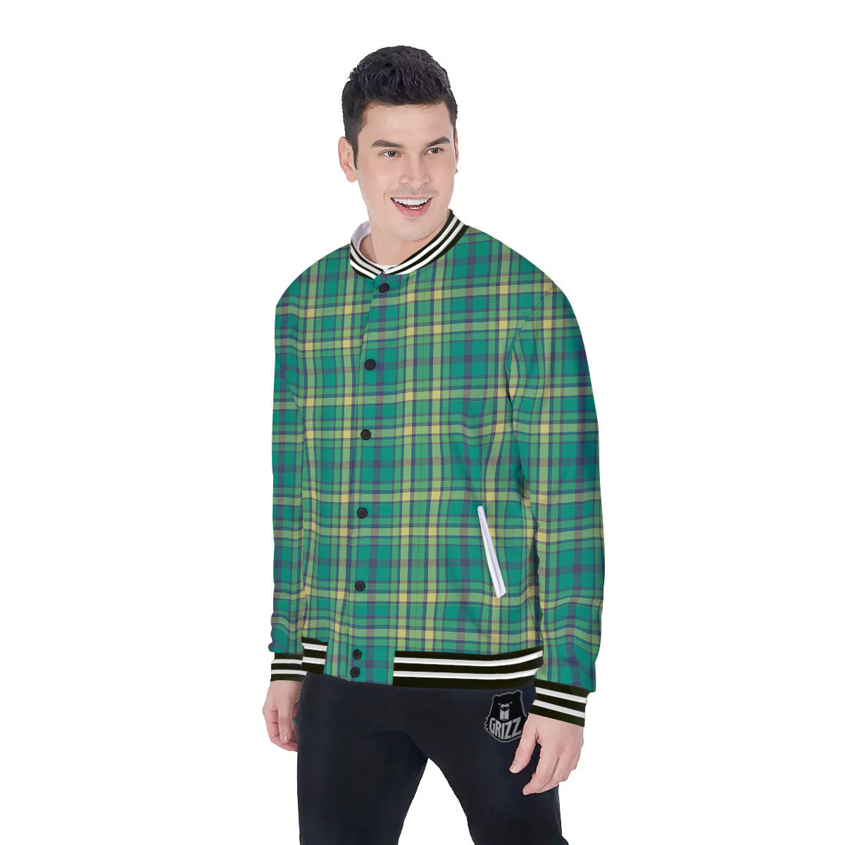 Saint Patrick's Day Irish Check Print Baseball Jacket-grizzshop