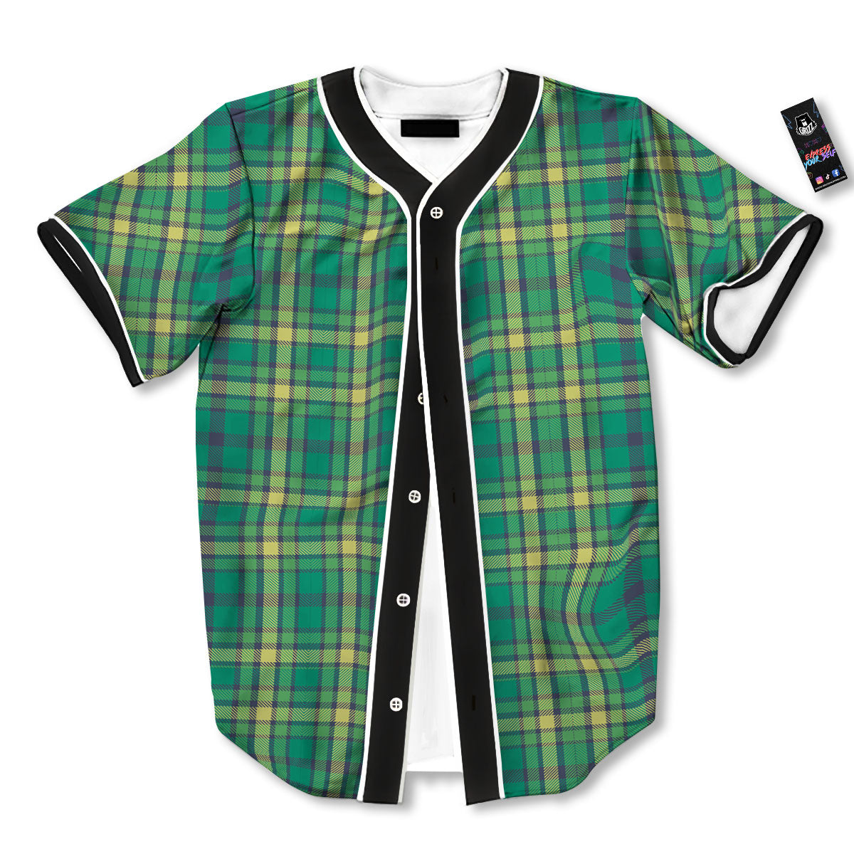 Saint Patrick's Day Irish Check Print Baseball Jersey-grizzshop