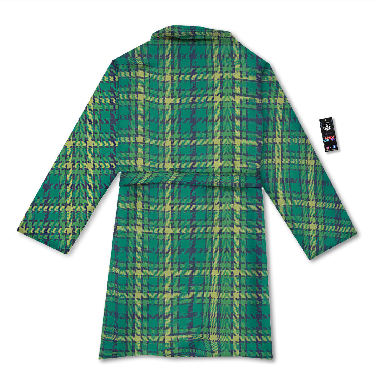 Saint Patrick's Day Irish Check Print Bathrobe-grizzshop