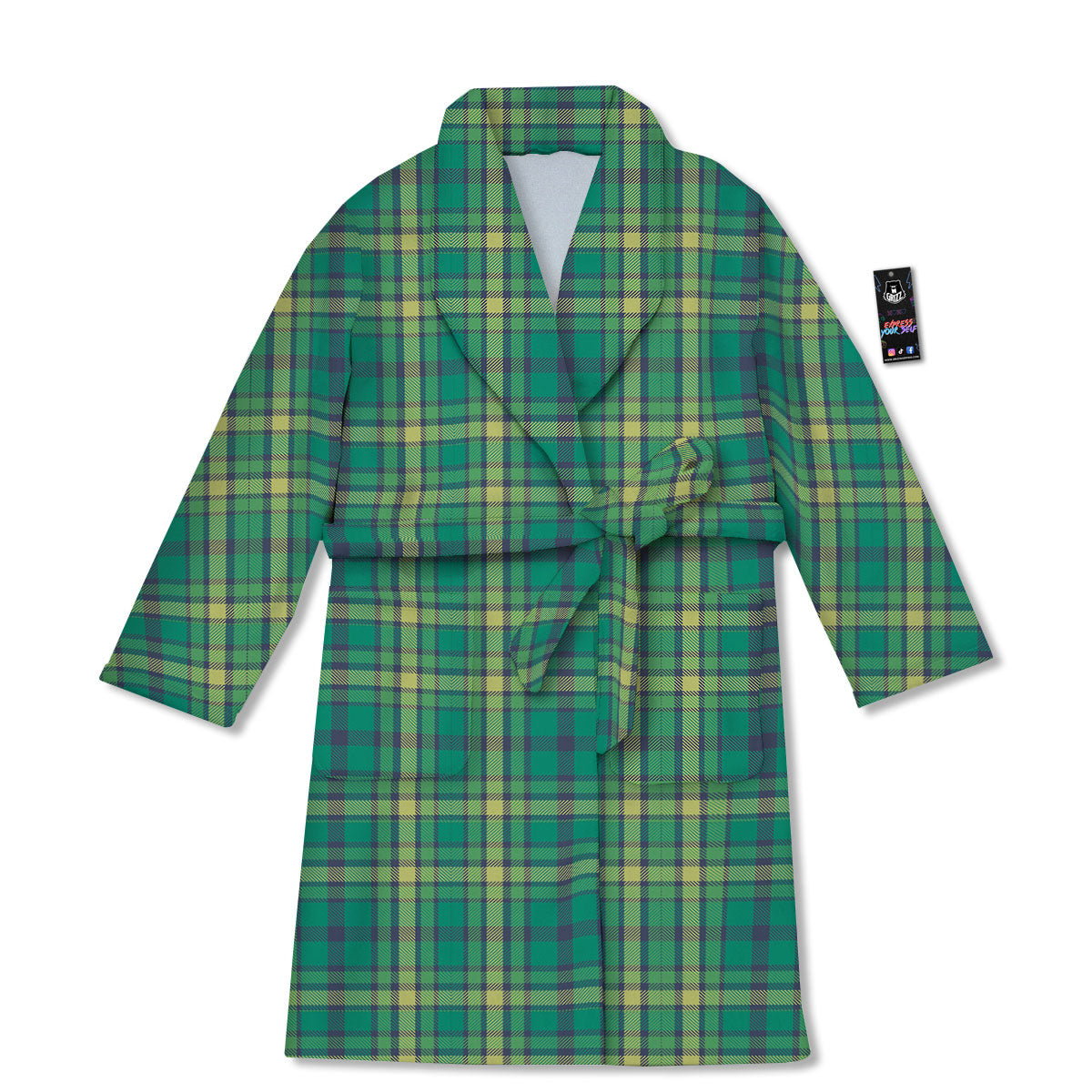 Saint Patrick's Day Irish Check Print Bathrobe-grizzshop