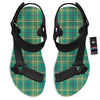 Saint Patrick's Day Irish Check Print Black Open Toe Sandals-grizzshop