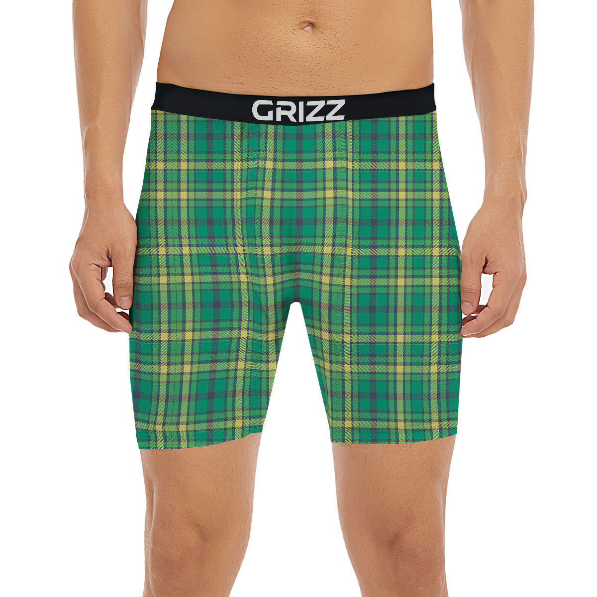 Saint Patrick's Day Irish Check Print Boxer Briefs-grizzshop