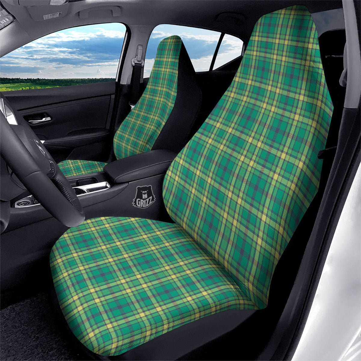 Saint Patrick's Day Irish Check Print Car Seat Covers-grizzshop