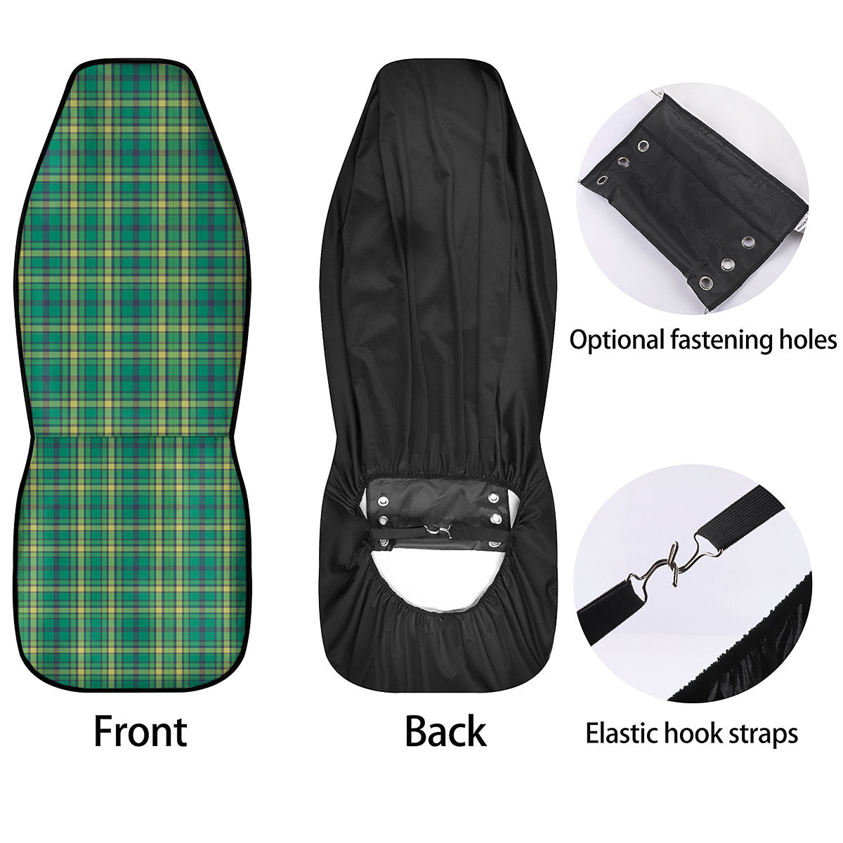 Saint Patrick's Day Irish Check Print Car Seat Covers-grizzshop