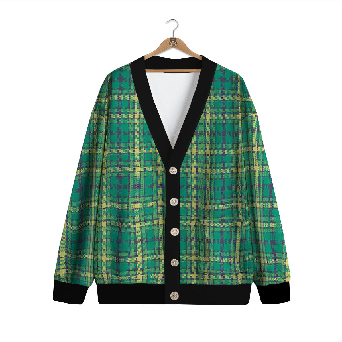 Saint Patrick's Day Irish Check Print Cardigan-grizzshop