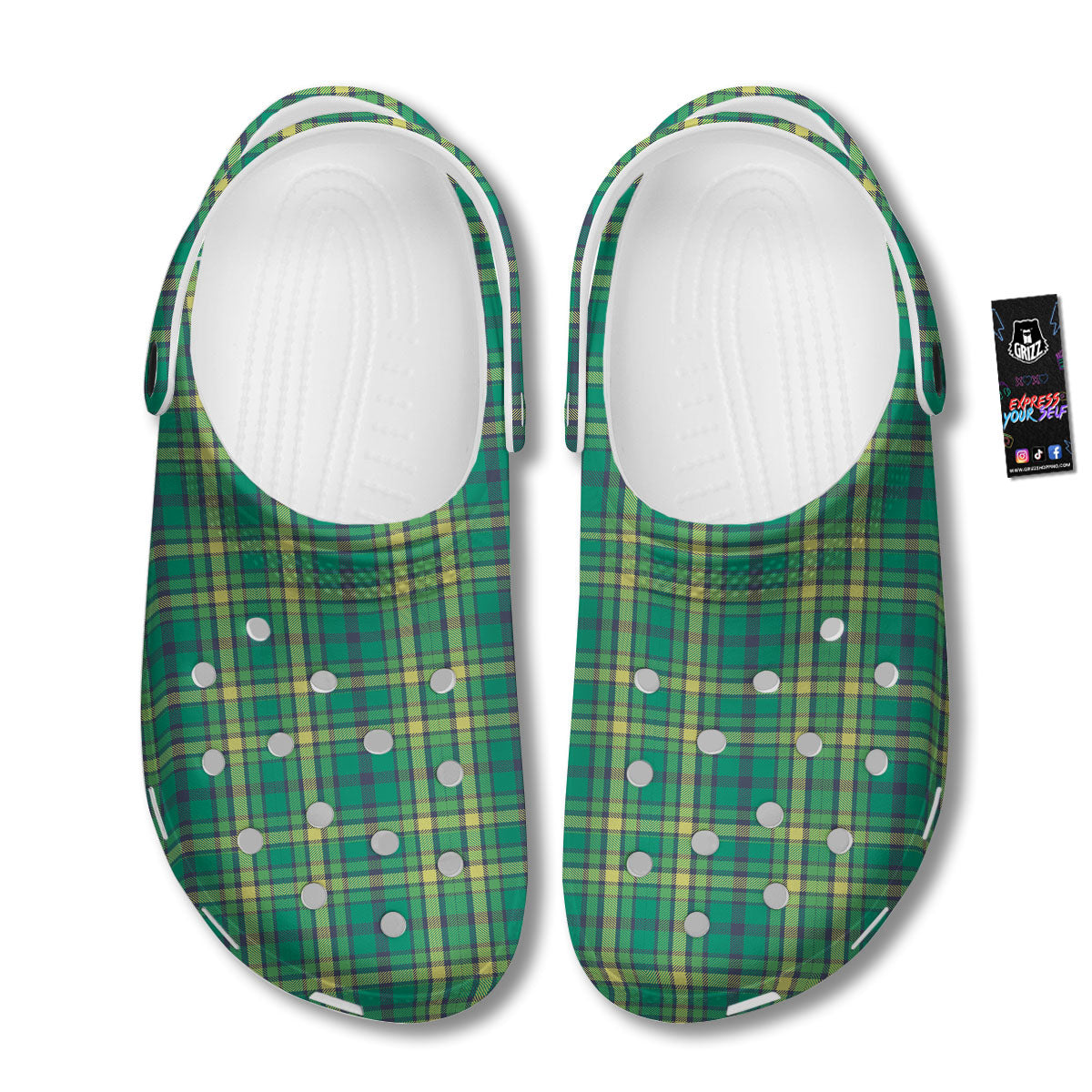 Saint Patrick's Day Irish Check Print Clog-grizzshop