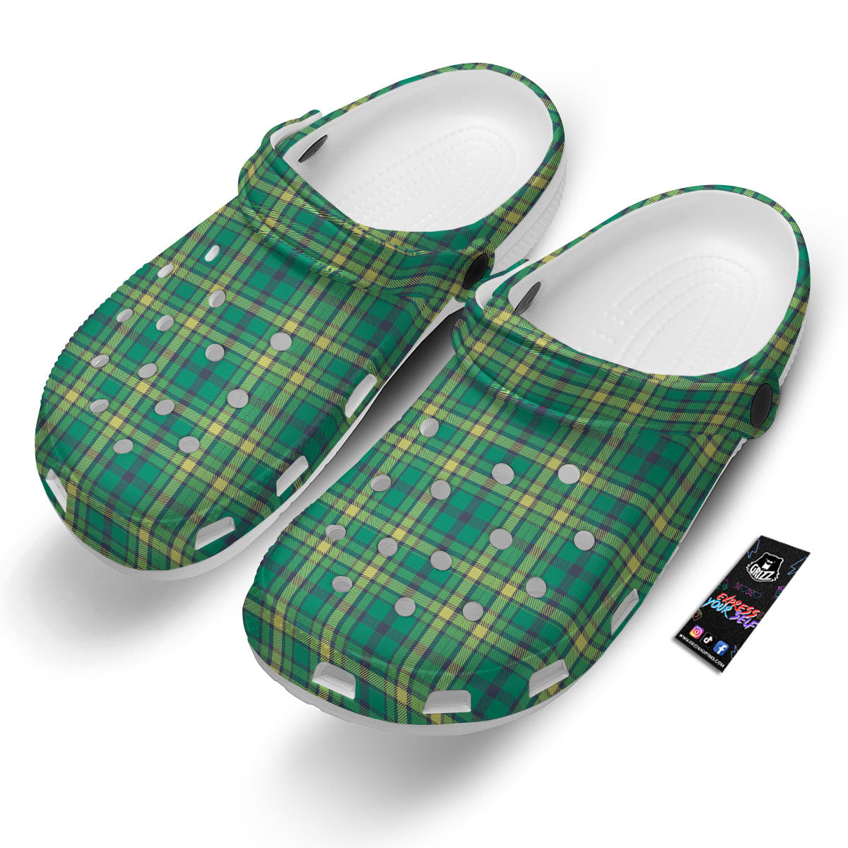 Saint Patrick's Day Irish Check Print Clog-grizzshop