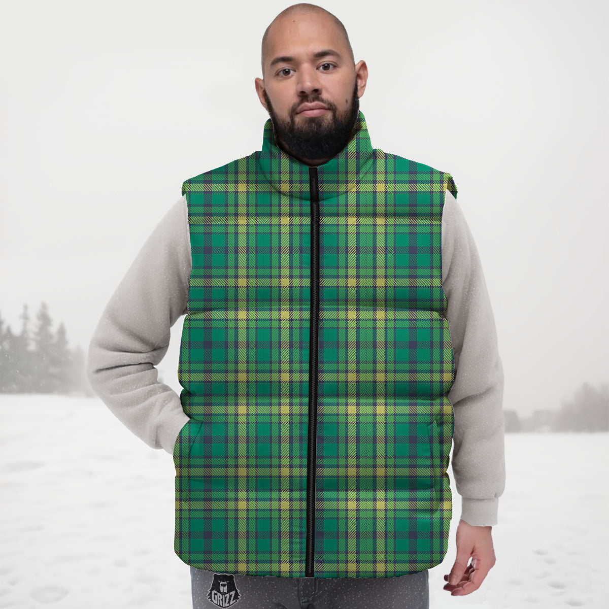 Saint Patrick's Day Irish Check Print Down Vest
