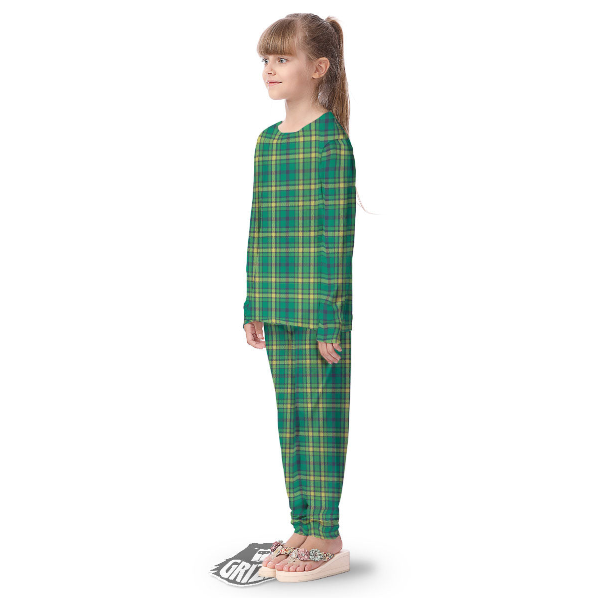 Saint Patrick's Day Irish Check Print Kid's Pajamas-grizzshop