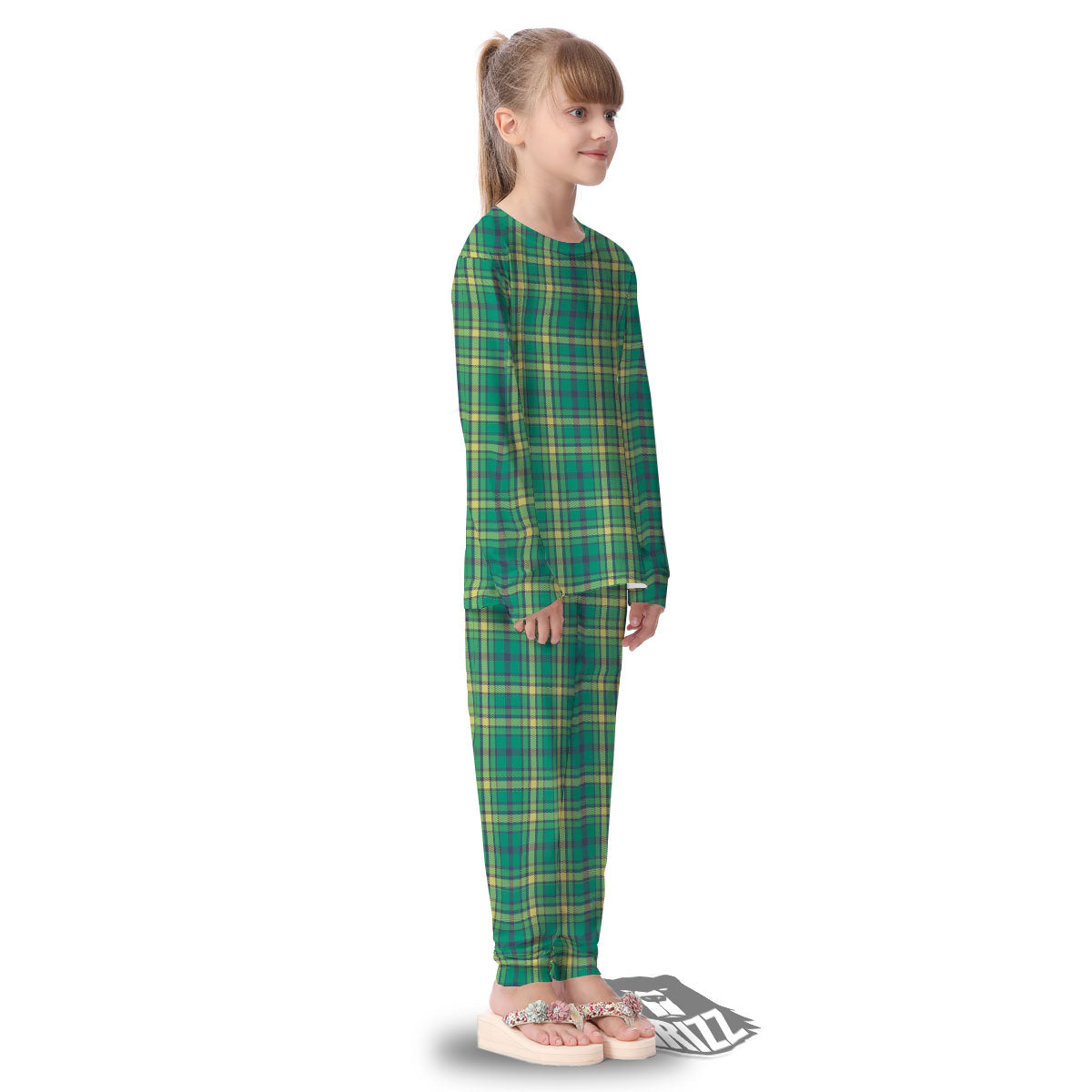 Saint Patrick's Day Irish Check Print Kid's Pajamas-grizzshop