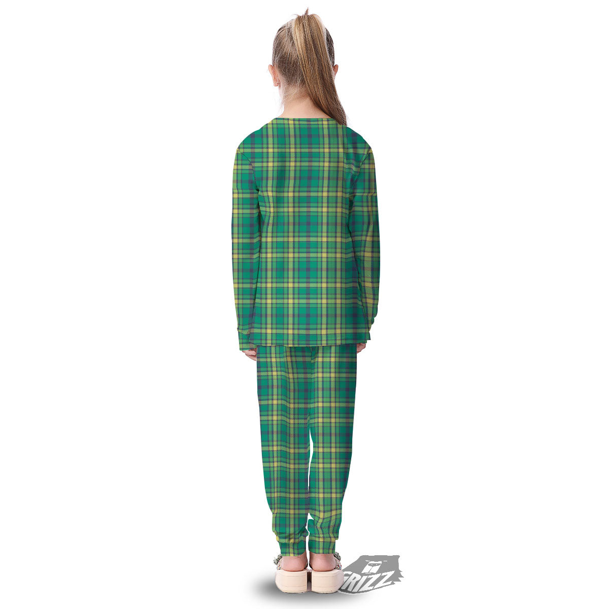 Saint Patrick's Day Irish Check Print Kid's Pajamas-grizzshop