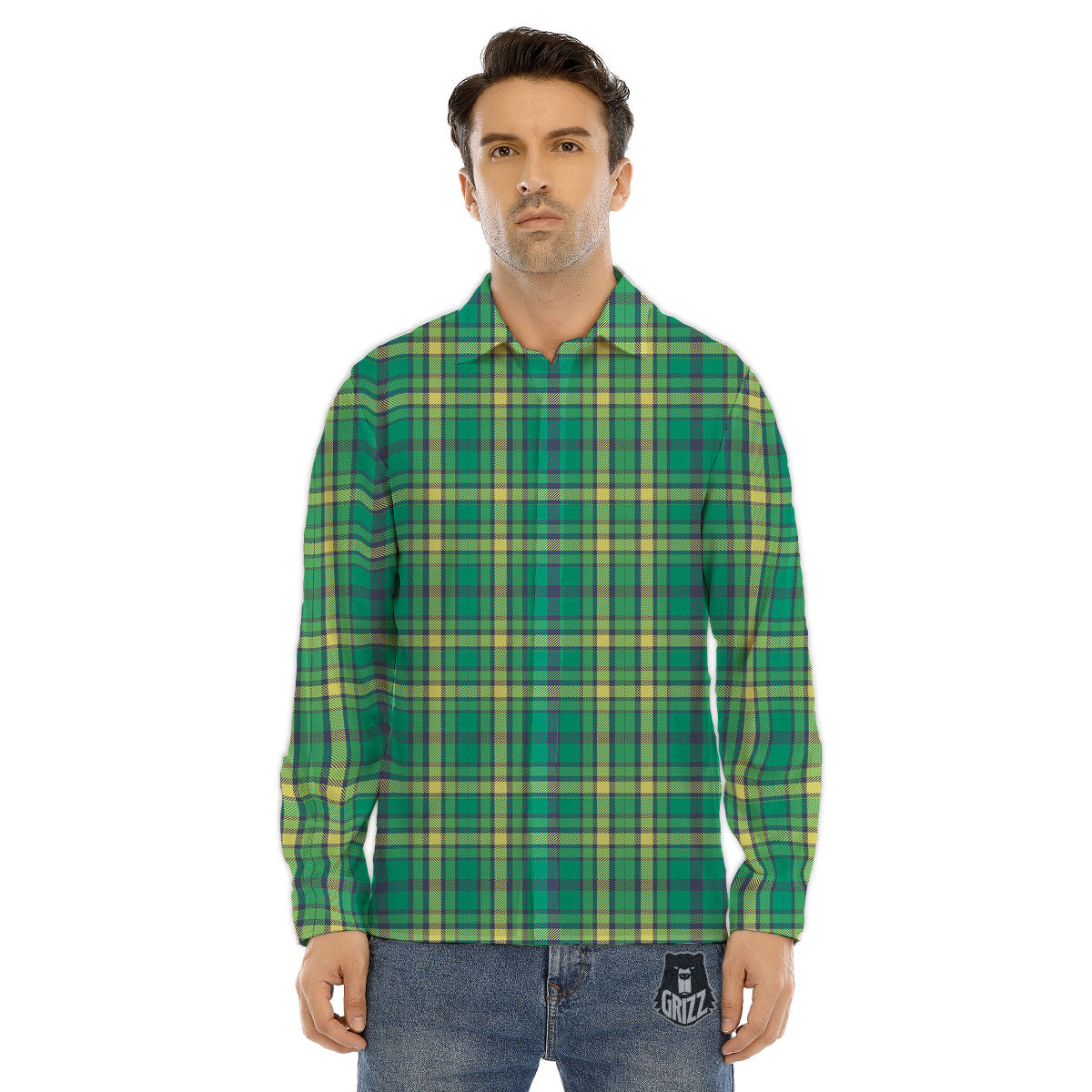 Saint Patrick's Day Irish Check Print Men's Dress Shirts-grizzshop