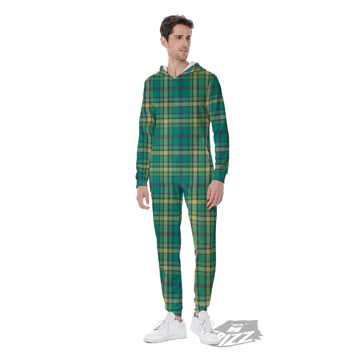 Saint Patrick's Day Irish Check Print Men's Jumpsuit-grizzshop