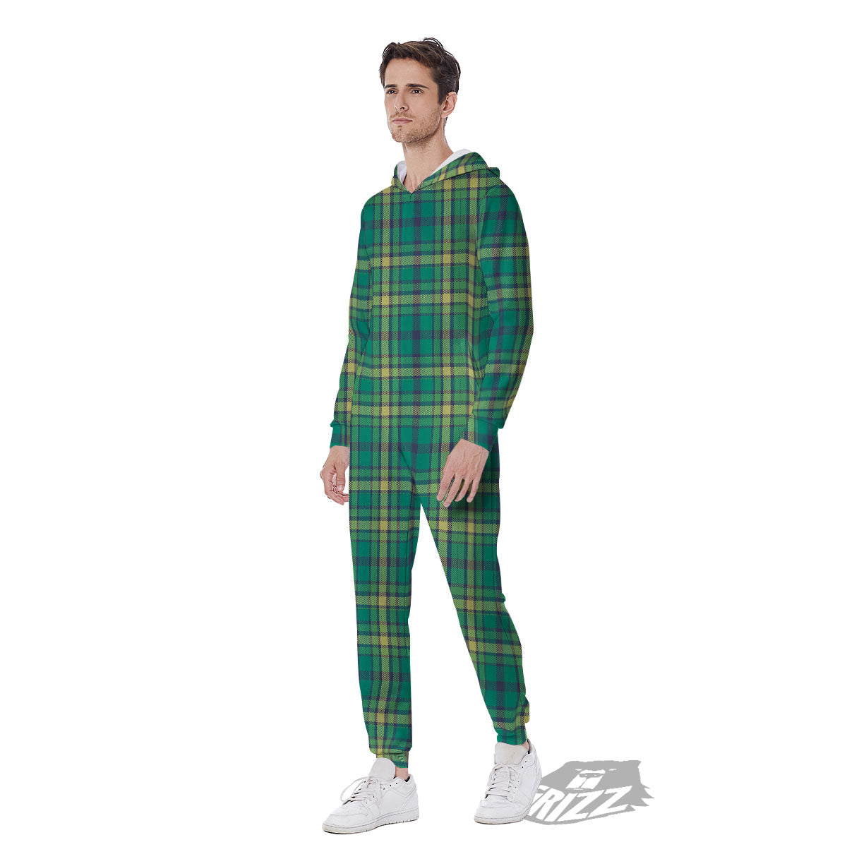 Saint Patrick's Day Irish Check Print Men's Jumpsuit-grizzshop