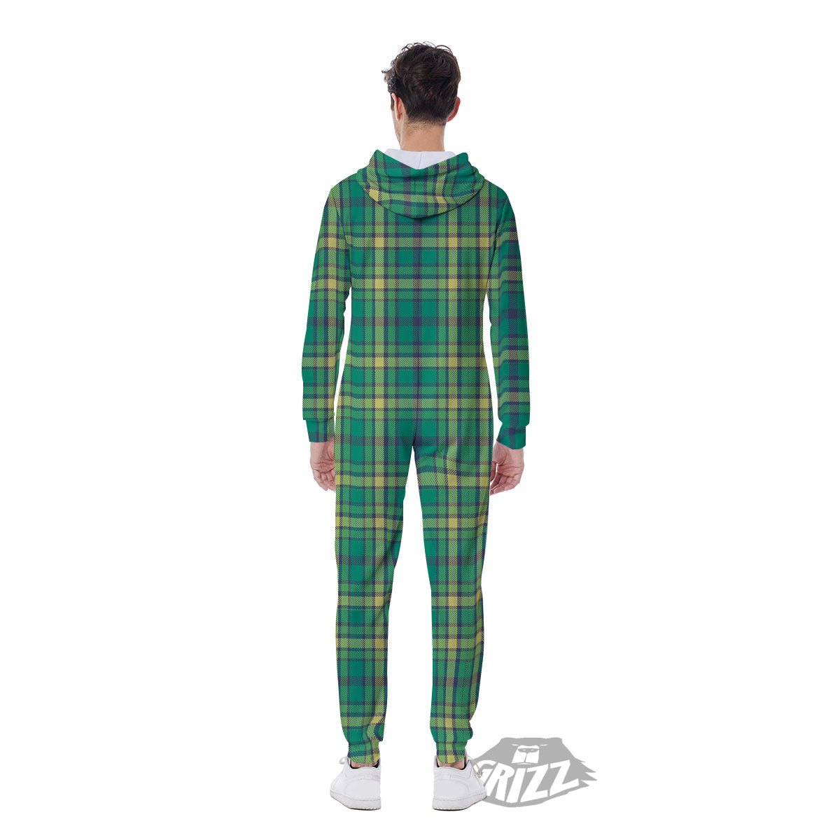 Saint Patrick's Day Irish Check Print Men's Jumpsuit-grizzshop