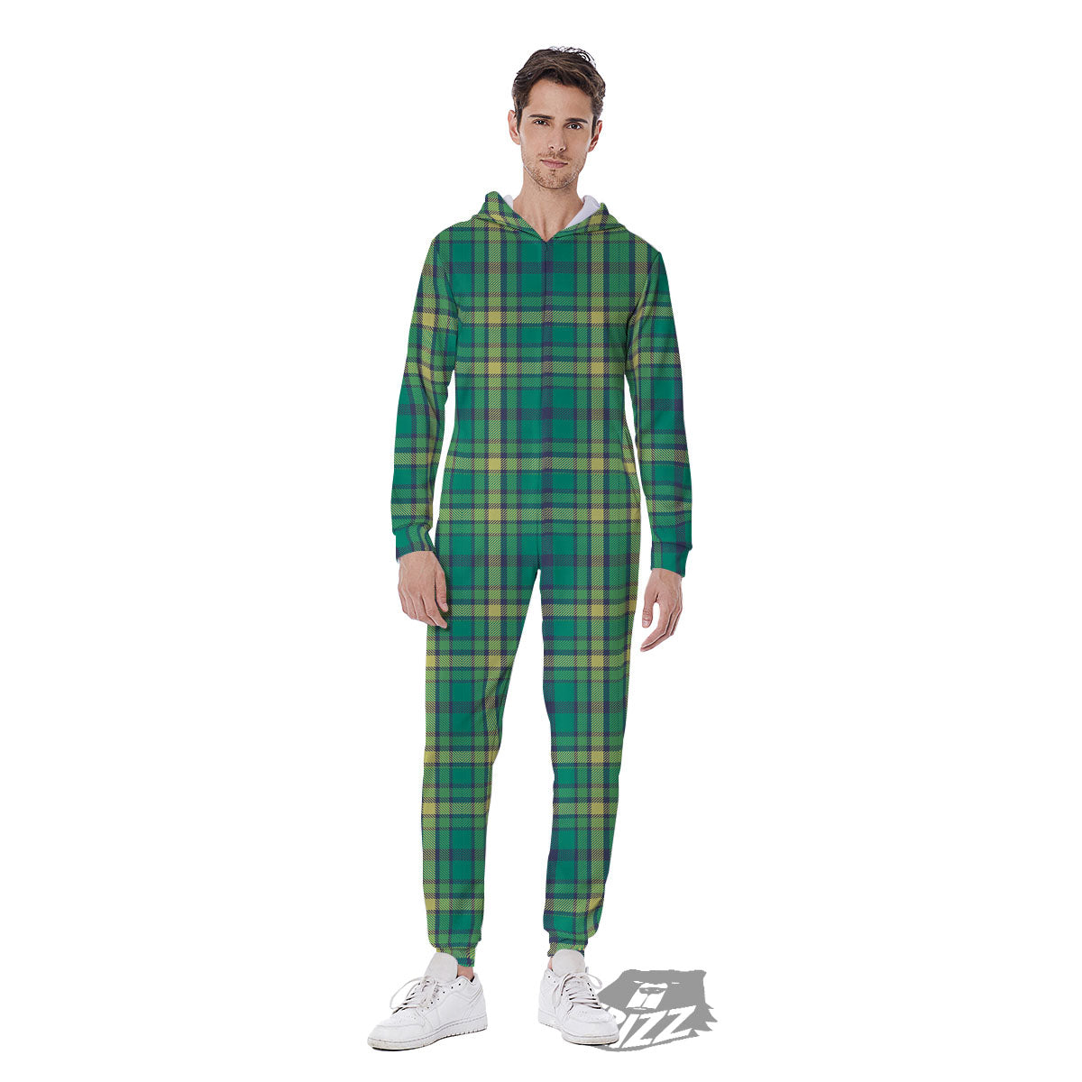 Saint Patrick's Day Irish Check Print Men's Jumpsuit-grizzshop