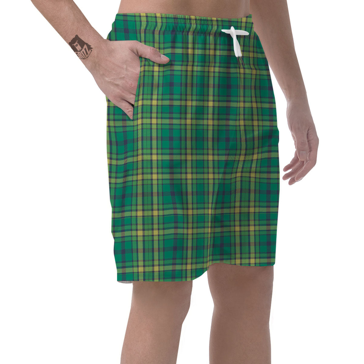 Saint Patrick's Day Irish Check Print Men's Shorts-grizzshop