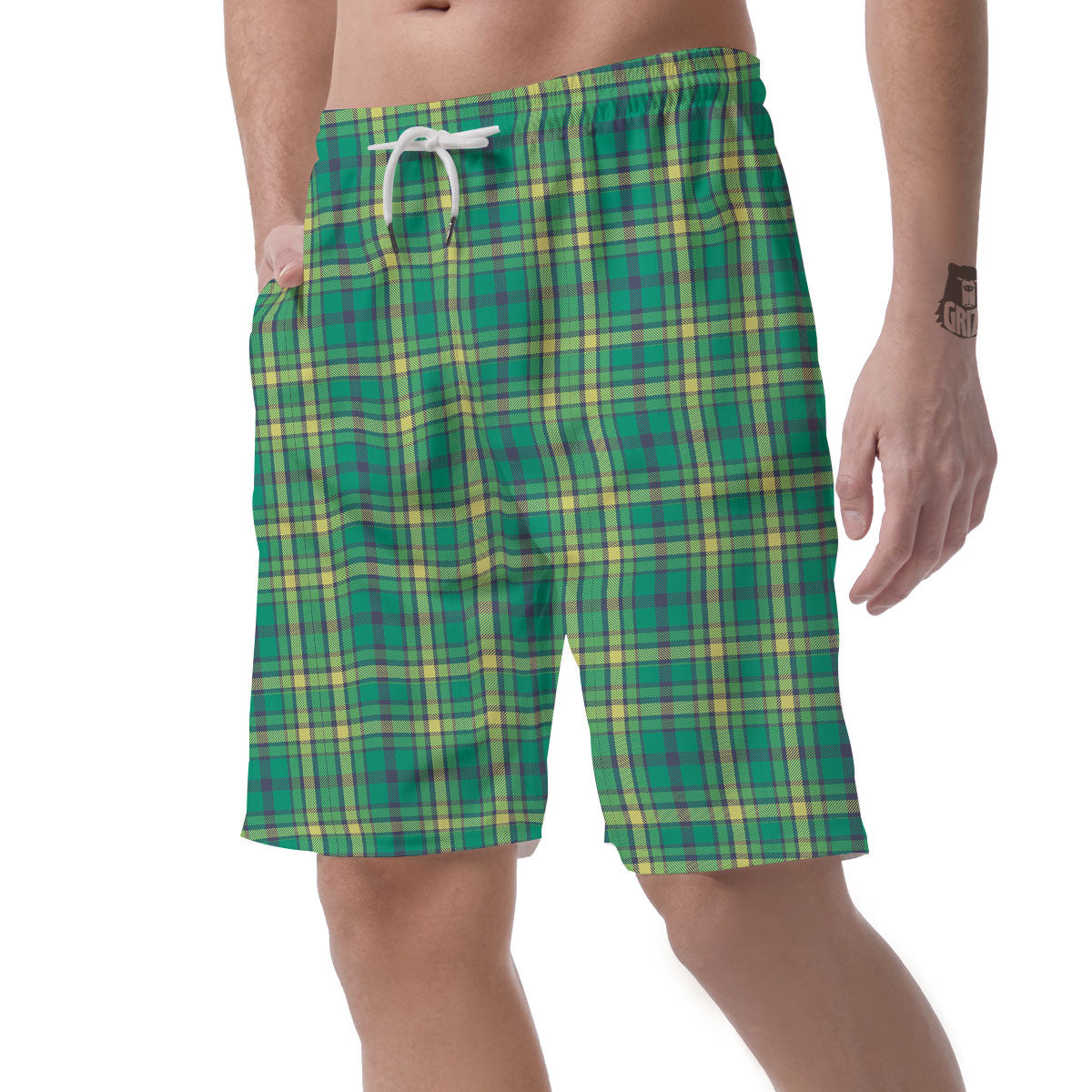 Saint Patrick's Day Irish Check Print Men's Shorts-grizzshop