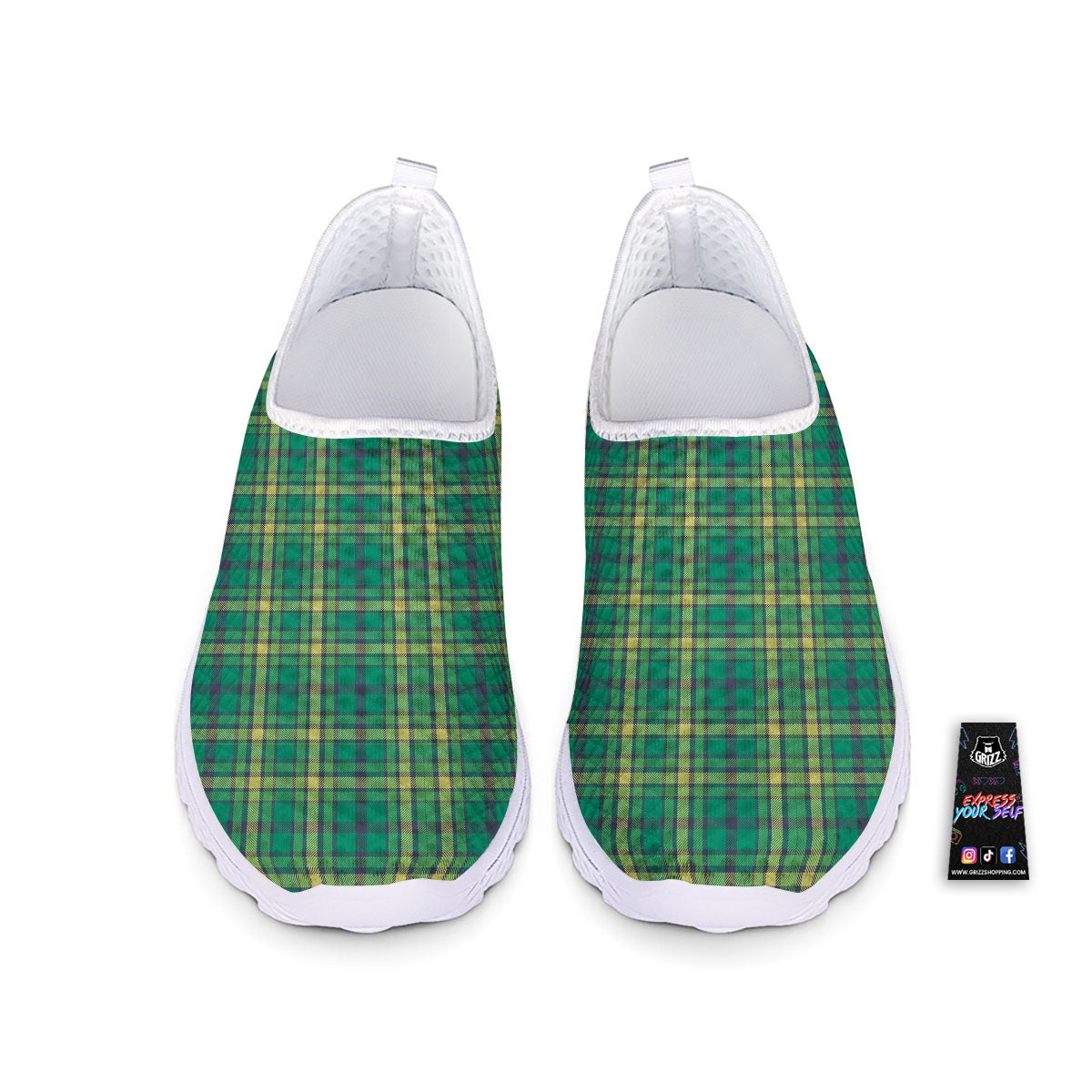 Saint Patrick's Day Irish Check Print Nurse Shoes-grizzshop