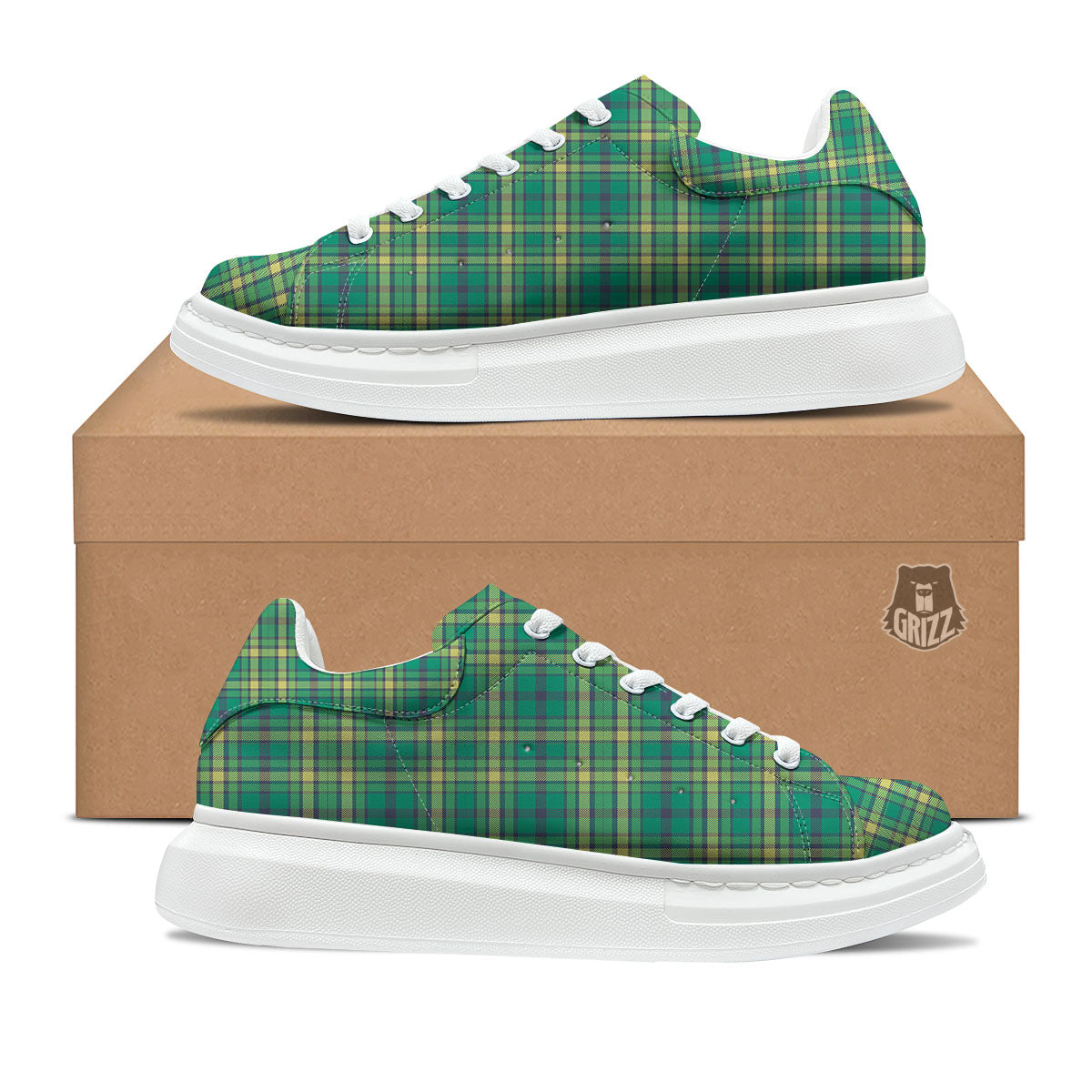 Saint Patrick's Day Irish Check Print Platform Shoes-grizzshop