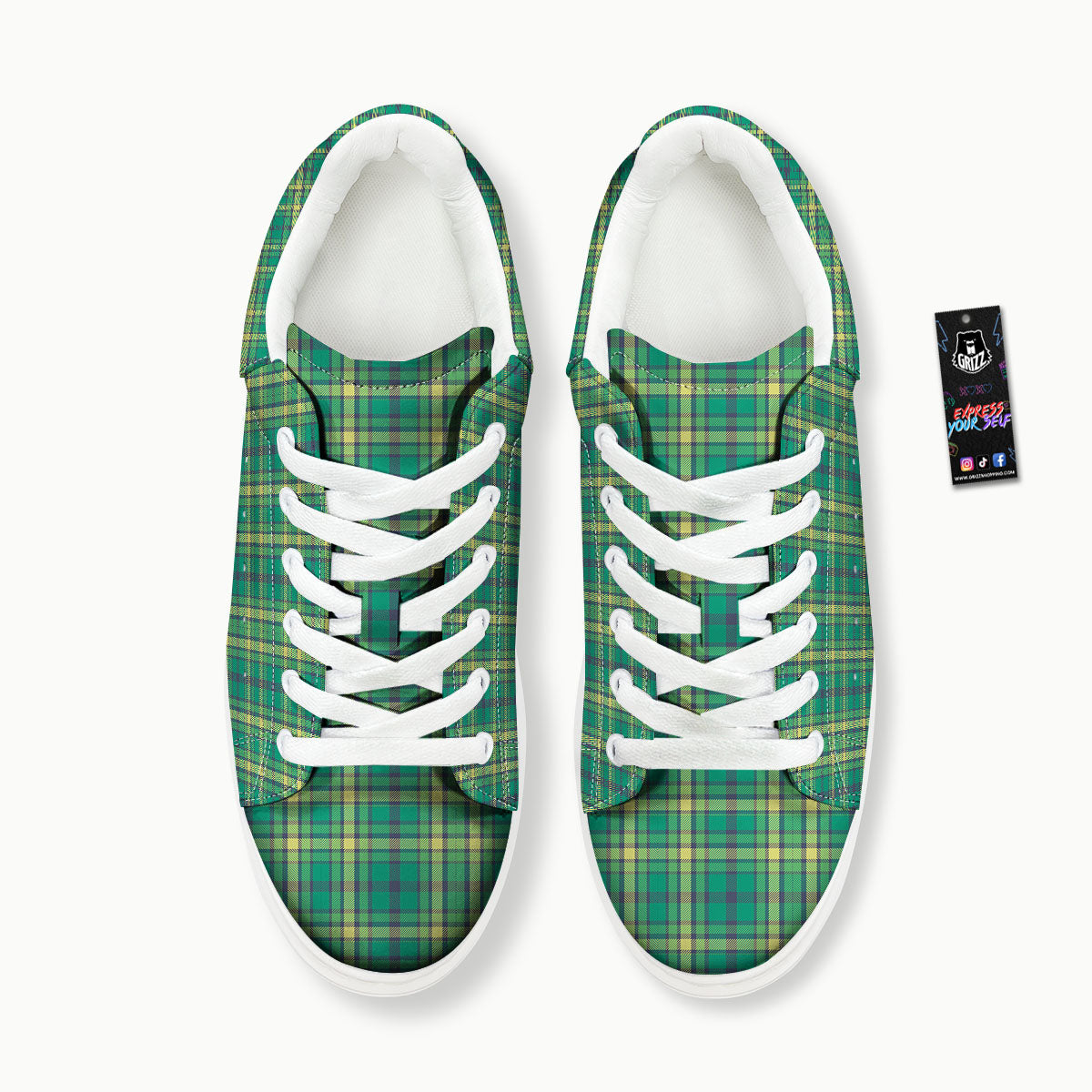 Saint Patrick's Day Irish Check Print Platform Shoes-grizzshop