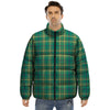 Saint Patrick's Day Irish Check Print Puffer Jacket-grizzshop