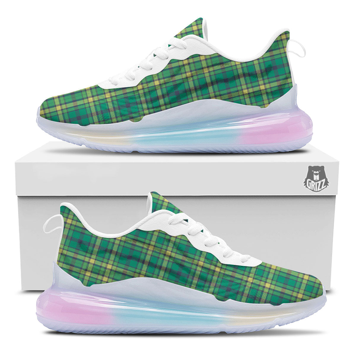 Saint Patrick's Day Irish Check Print Running Sneakers-grizzshop