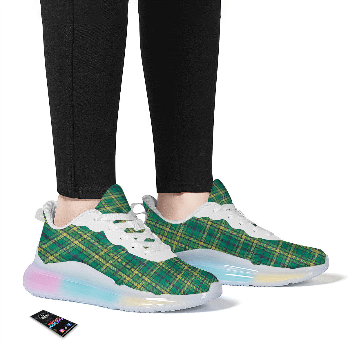 Saint Patrick's Day Irish Check Print Running Sneakers-grizzshop