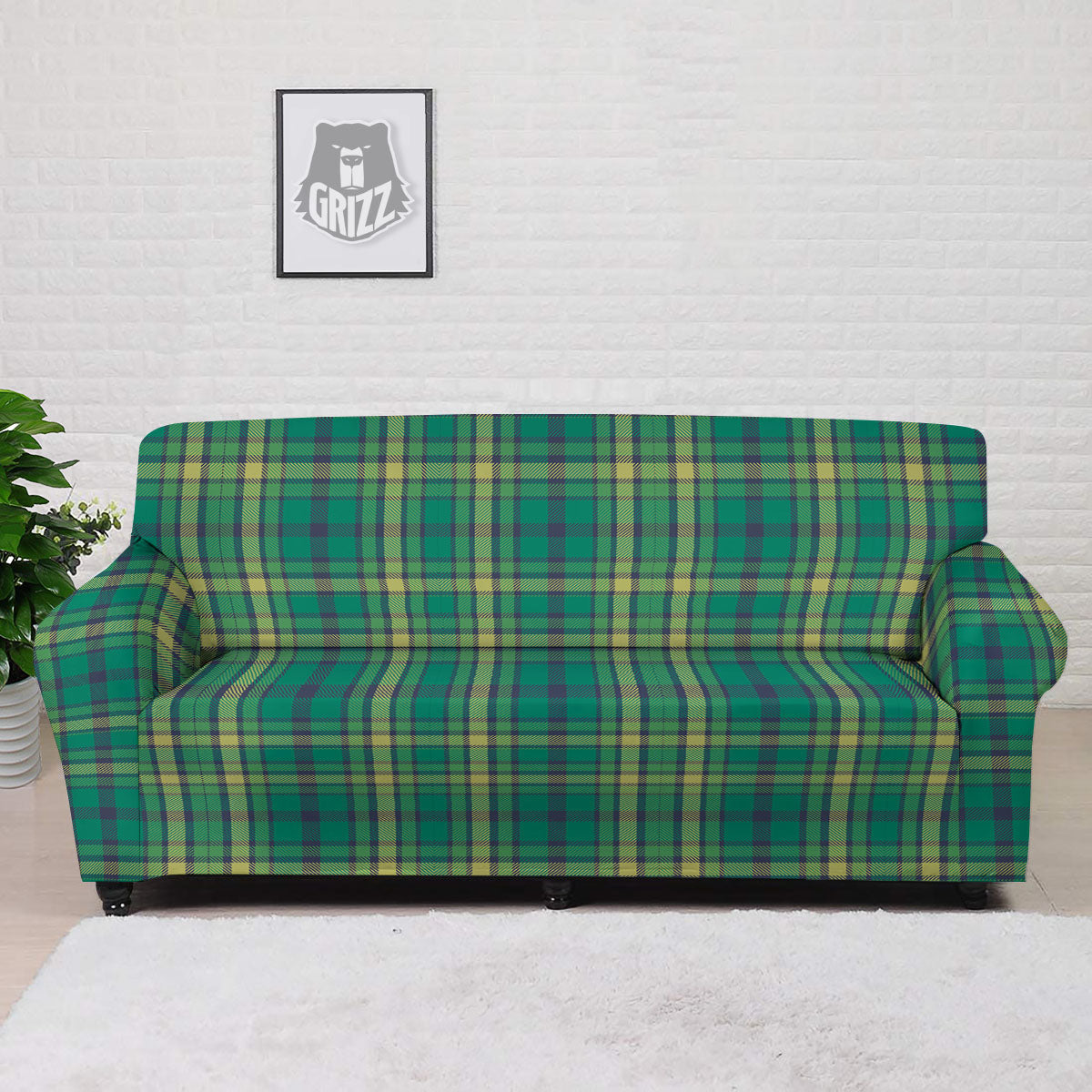 Saint Patrick's Day Irish Check Print Sofa Cover-grizzshop