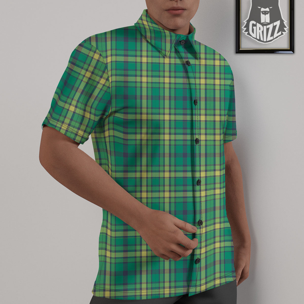 Saint Patrick's Day Irish Check Print Untucked Shirts-grizzshop