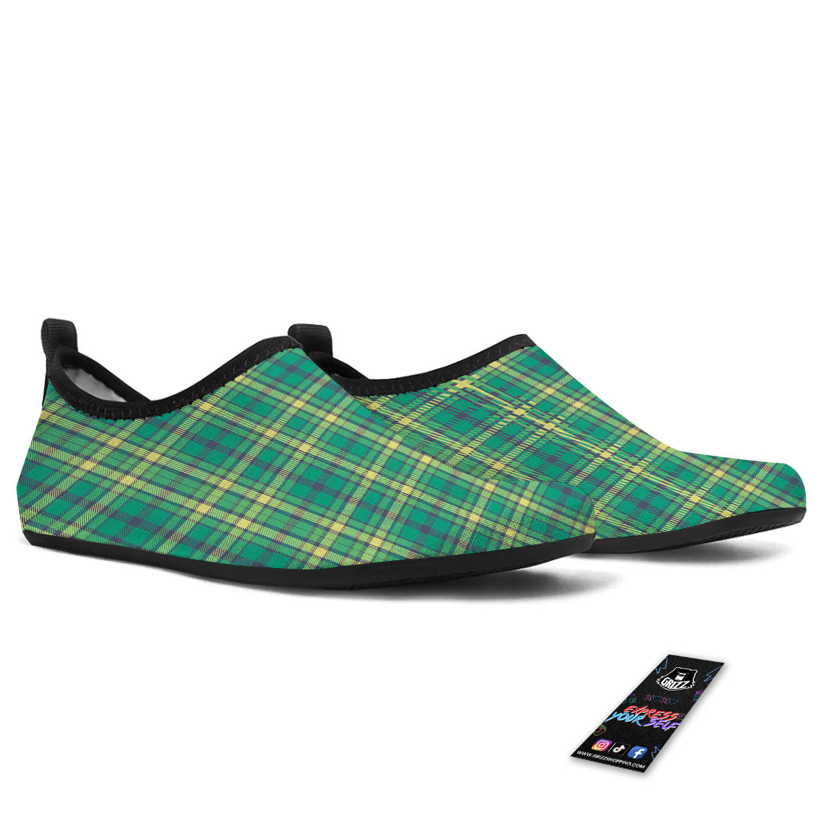 Saint Patrick's Day Irish Check Print Water Shoes-grizzshop