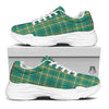 Saint Patrick's Day Irish Check Print White Chunky Shoes-grizzshop